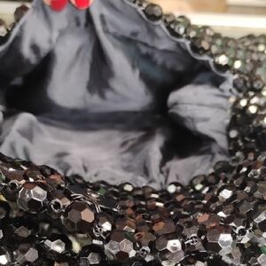 Chic Black Beaded Women's Clutch